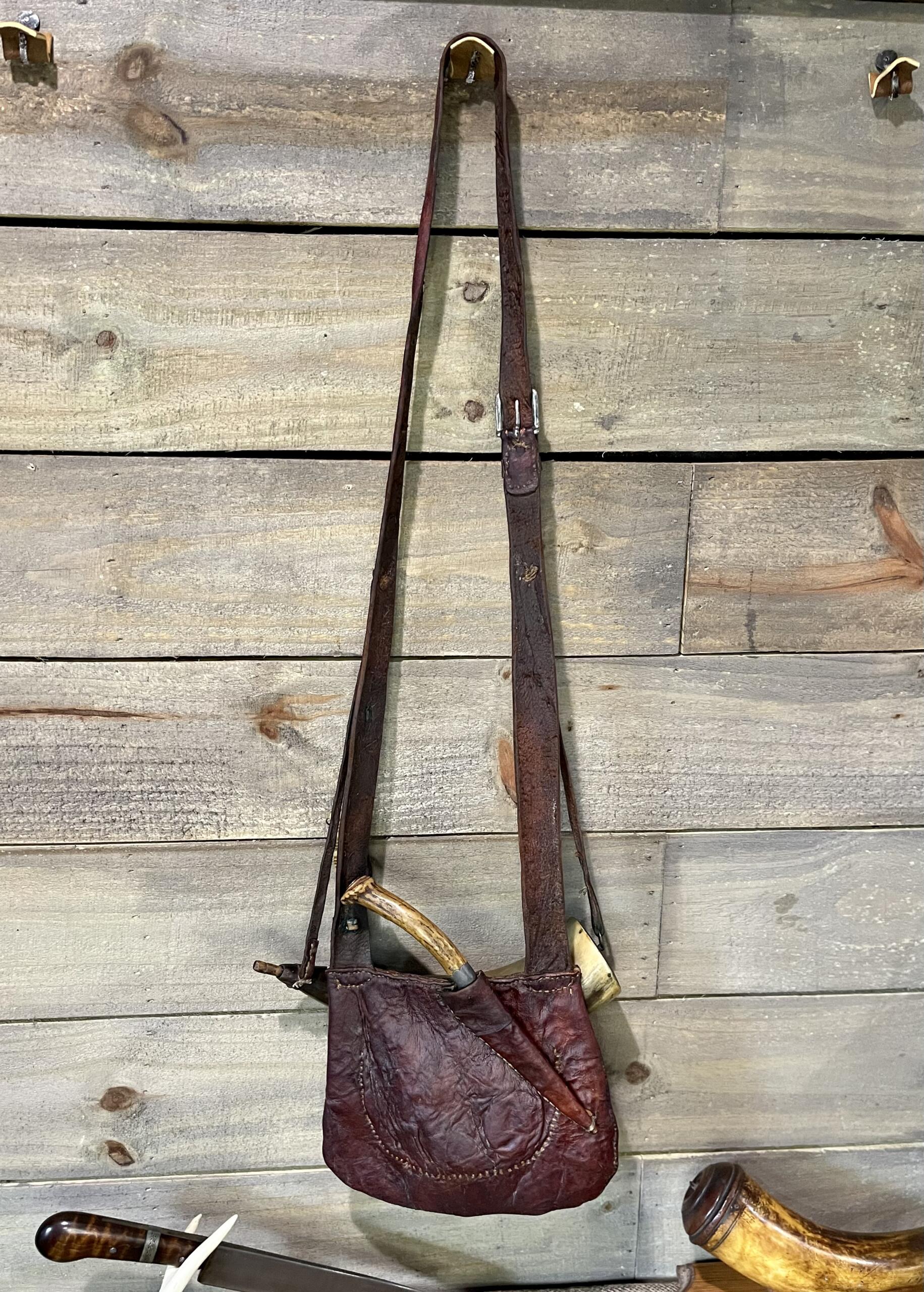 SOLD Joe Mills Lined Hunting Bag w Original Powder Horn Knife